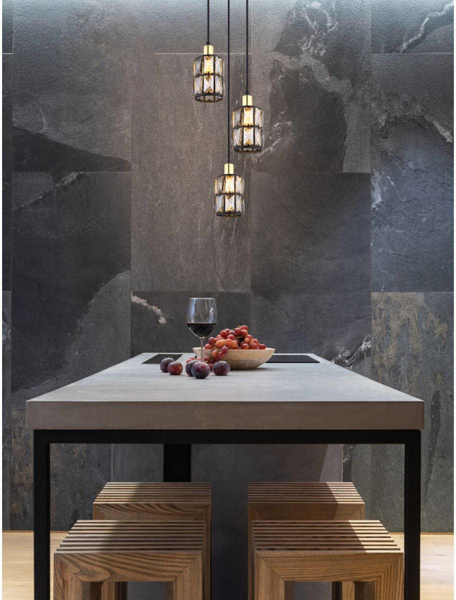 Globo Lighting Wolli lampa wisząca 3x40W czarny mat/kryształ 15761-3B