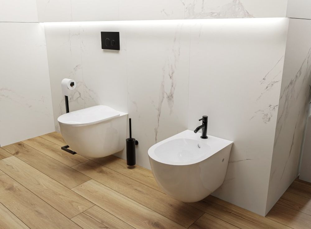 LaVita Vito miska WC z deską wolnoopadającą wisząca bez kołnierza biały połysk