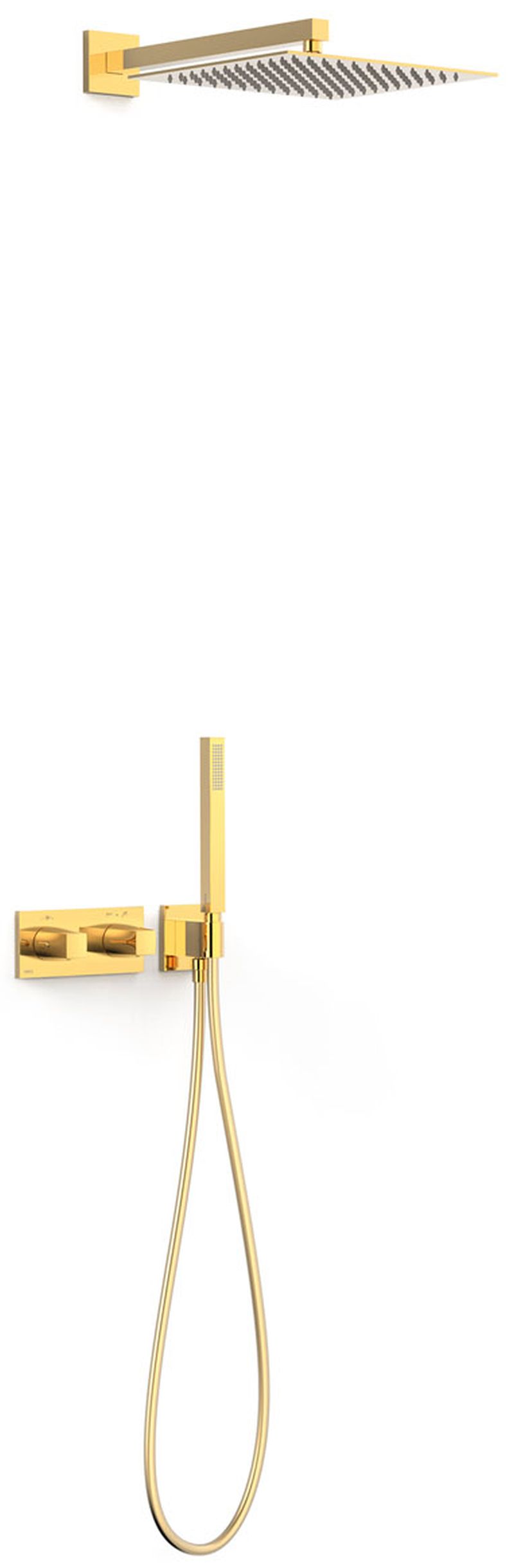 Tres B-System zestaw prysznicowy podtynkowy termostatyczny z deszczownicą złoty połysk 30725204OR
