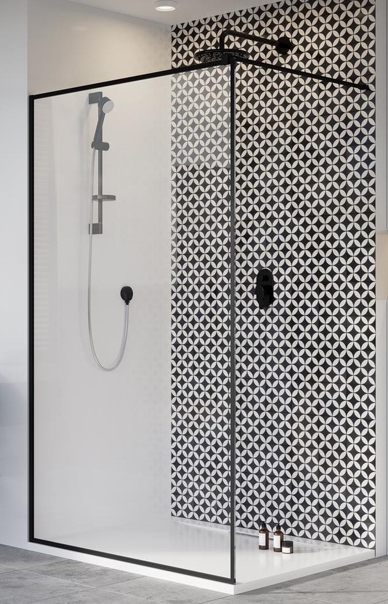 Radaway Modo New Black II Frame Walk-In ścianka prysznicowa 120 cm wolnostojąca czarny mat/szkło Frame 389124-54-56