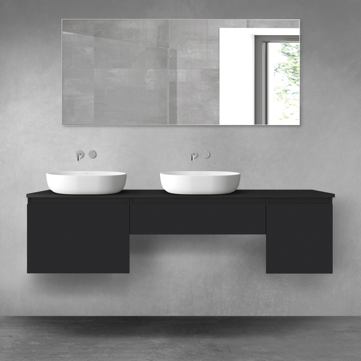 Oltens Vernal zestaw mebli łazienkowych 180 cm z blatem czarny mat 68518300 - Wysyłka w 24h