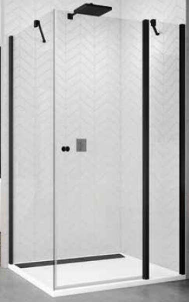 SanSwiss Solino ścianka prysznicowa 90 cm boczna czarny mat/szkło przezroczyste SOLT109000607