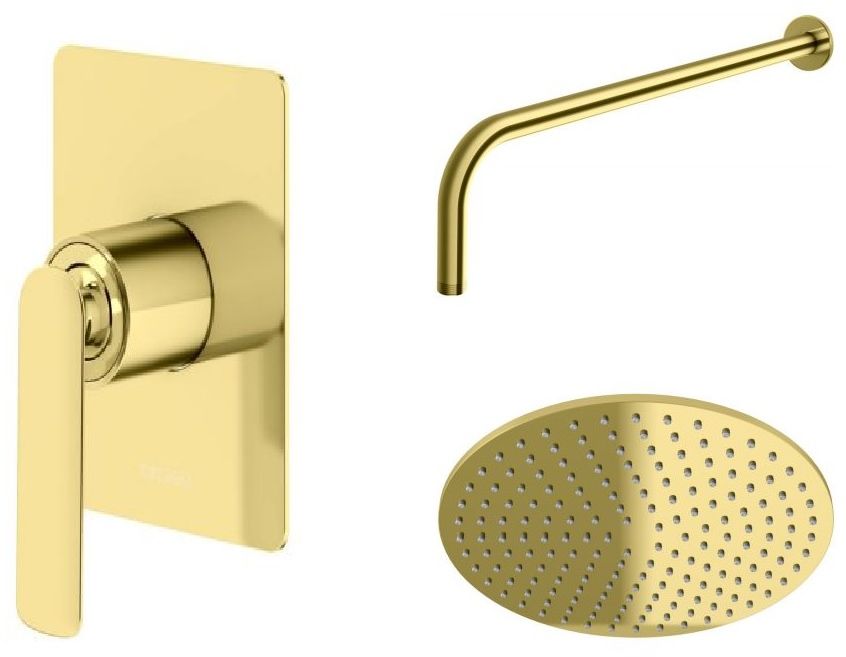 Kohlman Experience Gold zestaw prysznicowy podtynkowy z deszczownicą złoty połysk QW220EGDR25