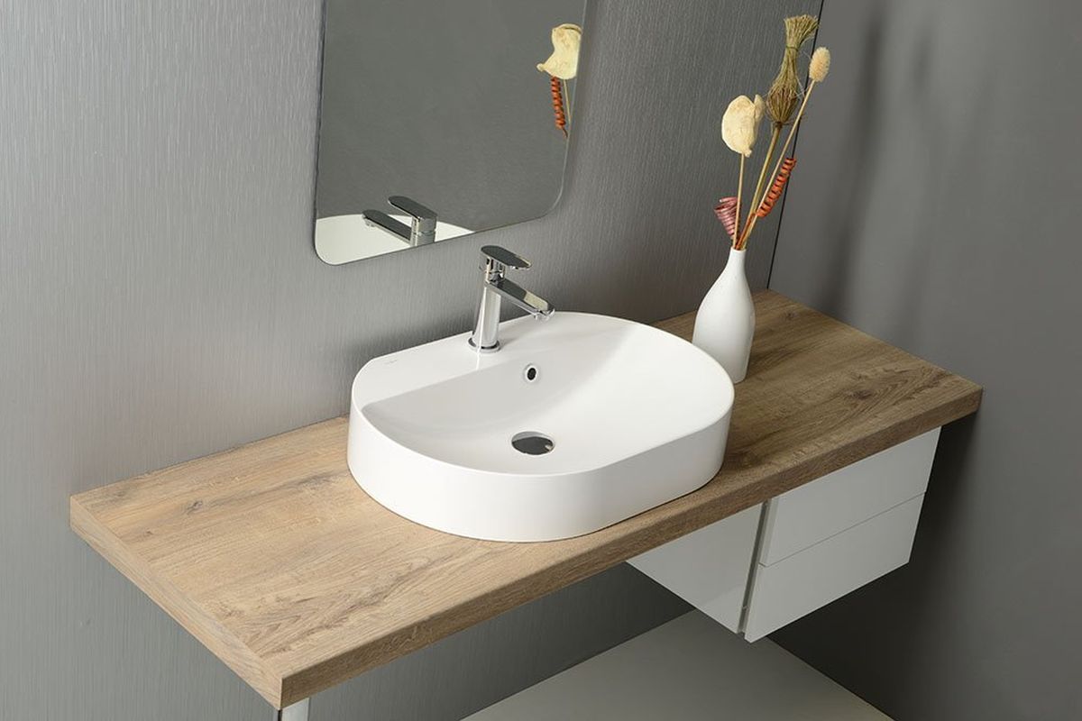 Sapho Helen umywalka 63x43 cm nablatowa owalna biała HE063