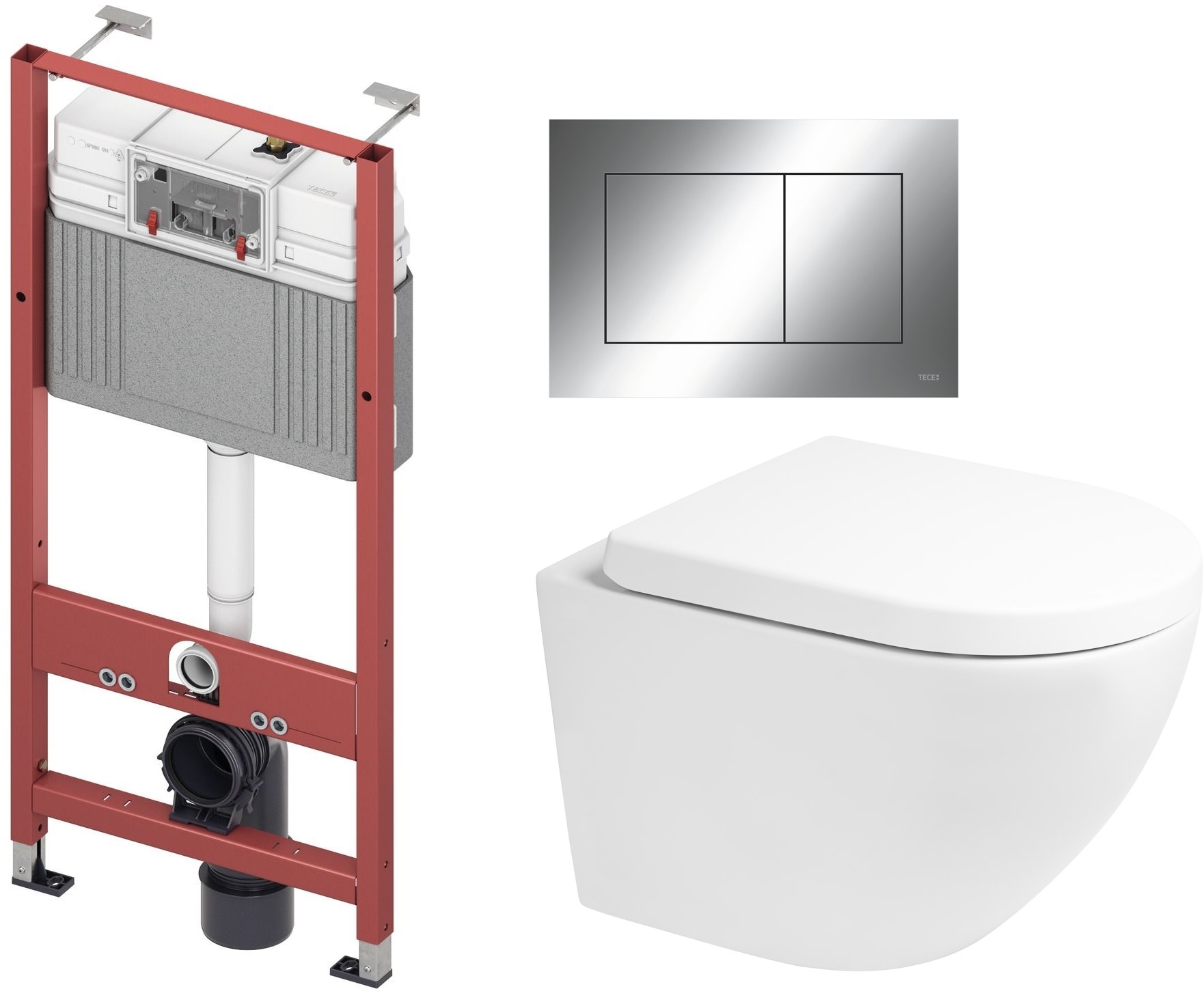 Zestaw Oltens Hamnes Kort Stille miska WC wisząca spłukiwanie wirowe z deską wolnoopadającą i stelaż podtynkowy Tece Base z ... - Wysyłka w 24h