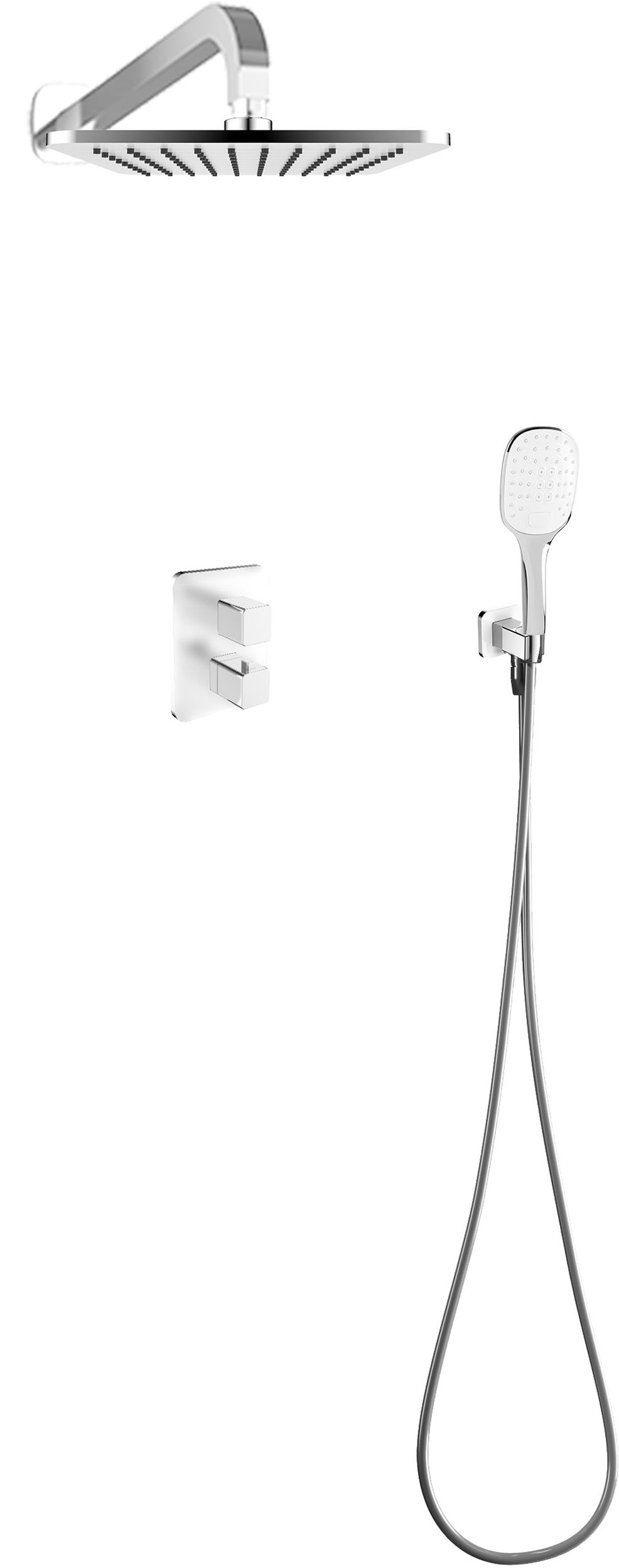 Omnires Sys zestaw prysznicowy podtynkowy z deszczownicą chrom/biały SYSPM17ACRB