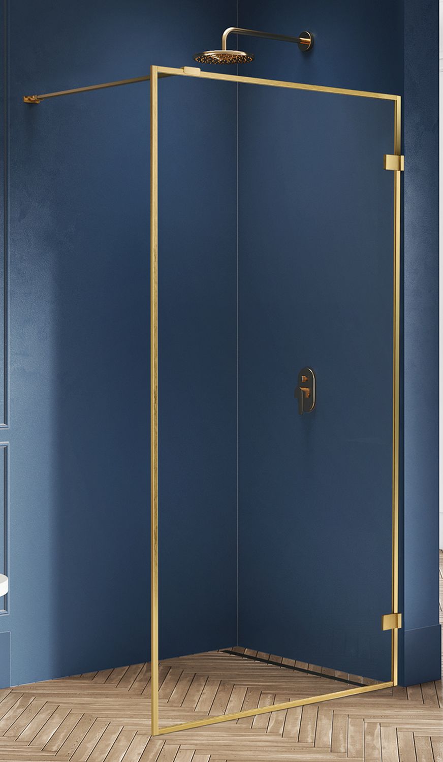 New Trendy Avexa Gold Brushed ścianka prysznicowa walk-in 120 cm złoty szczotkowany/szkło przezroczyste EXK-3137
