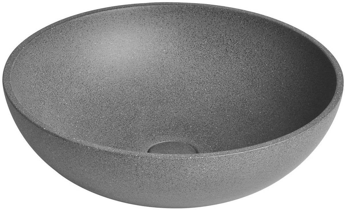 Sapho Turf umywalka 44 cm nablatowa okrągła betonowa czarny granit AR436