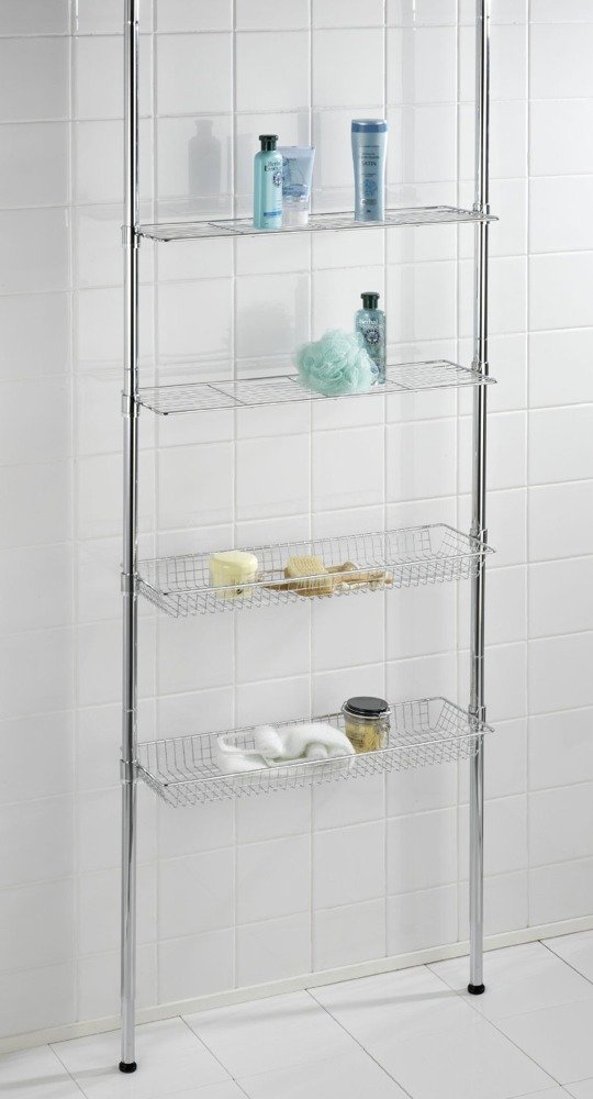Wenko Ellera regał łazienkowy stojący teleskopowy 4-poziomowy srebrny 18597100 - Wysyłka w 24h
