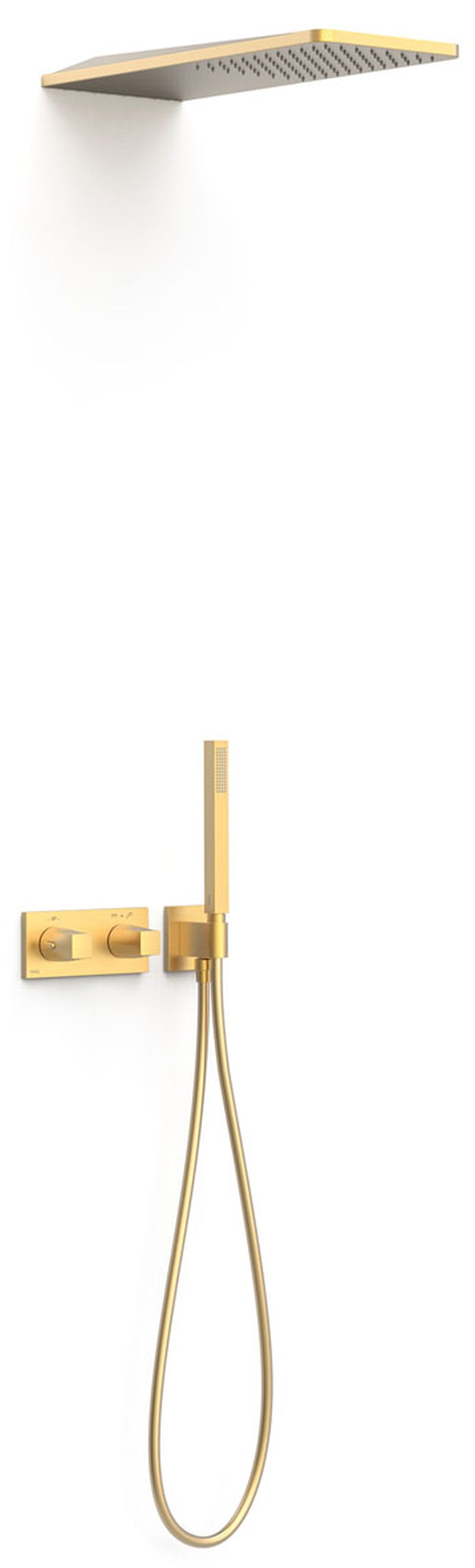 Tres B-System zestaw prysznicowy podtynkowy termostatyczny z deszczownicą złoty mat 30725205OM