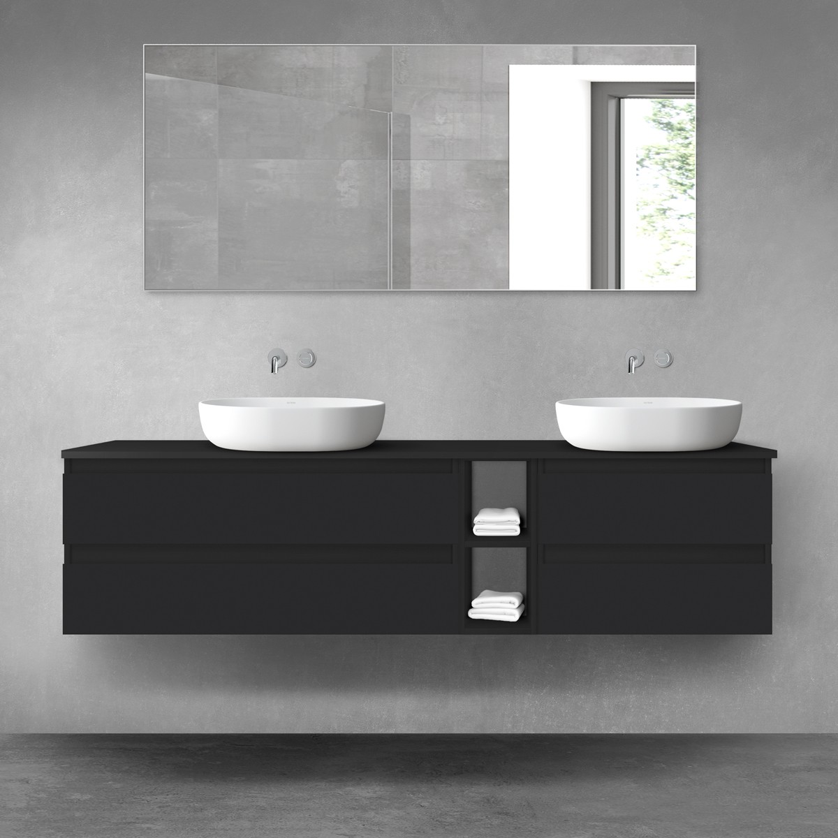 Oltens Vernal zestaw mebli łazienkowych 180 cm z blatem czarny mat 68637300 - Wysyłka w 24h
