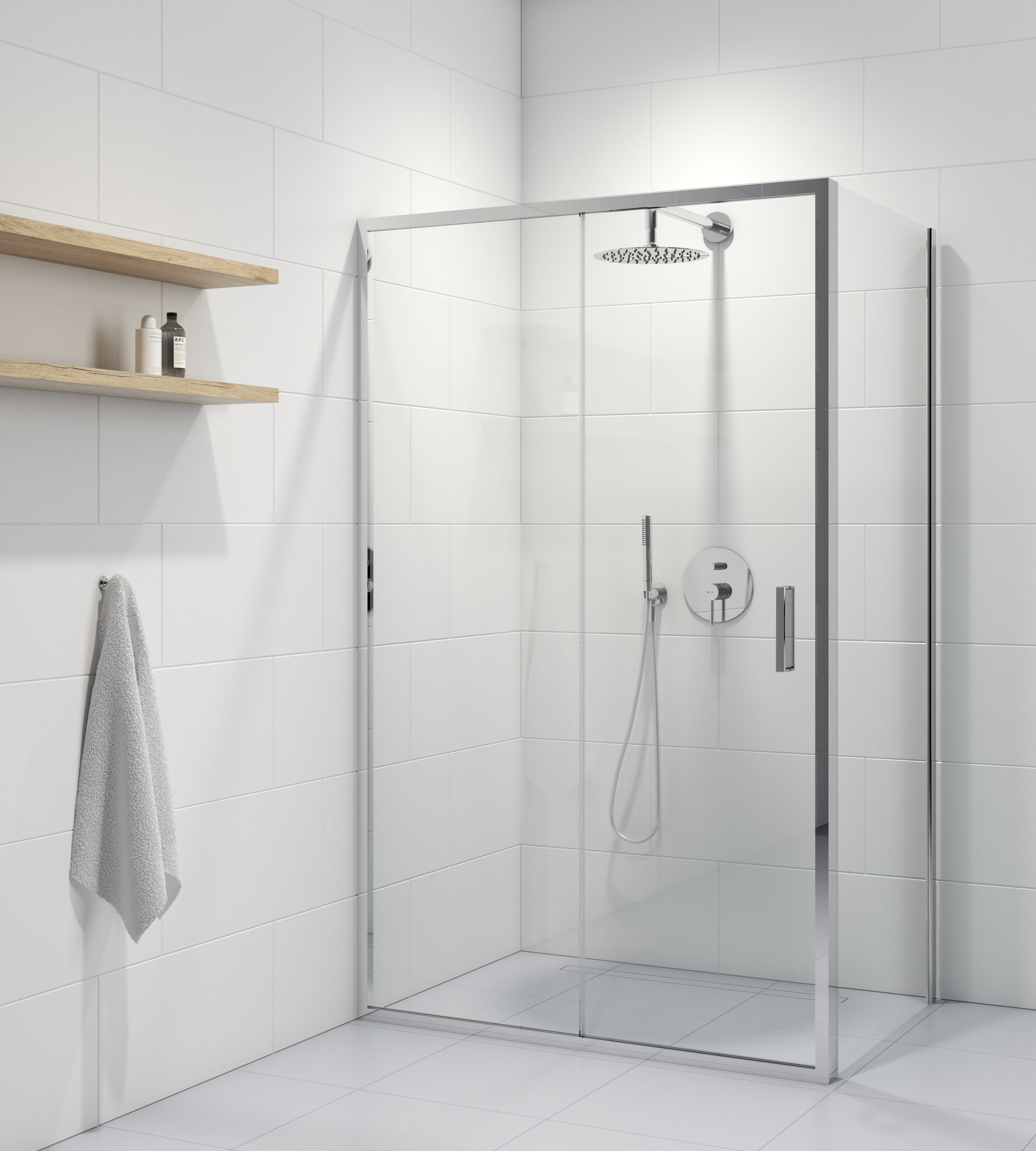 Oltens Fulla kabina prysznicowa 130x80 cm prostokątna drzwi ze ścianką chrom/szkło przezroczyste 20209100 - Wysyłka w 24h