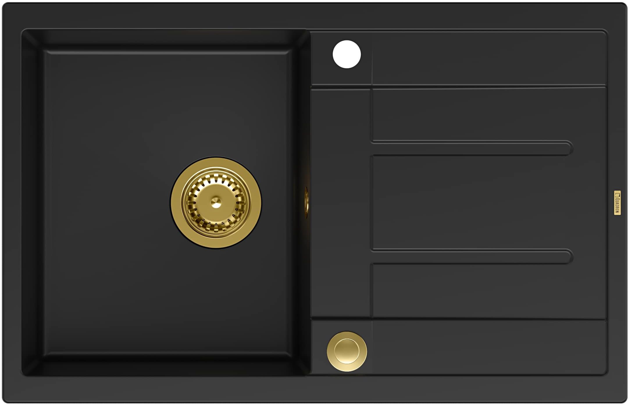 Quadron Morgan 111 zlewozmywak 78x50 cm wpuszczany GraniteQ pure carbon/złoty HB8203U7-G1_P2O