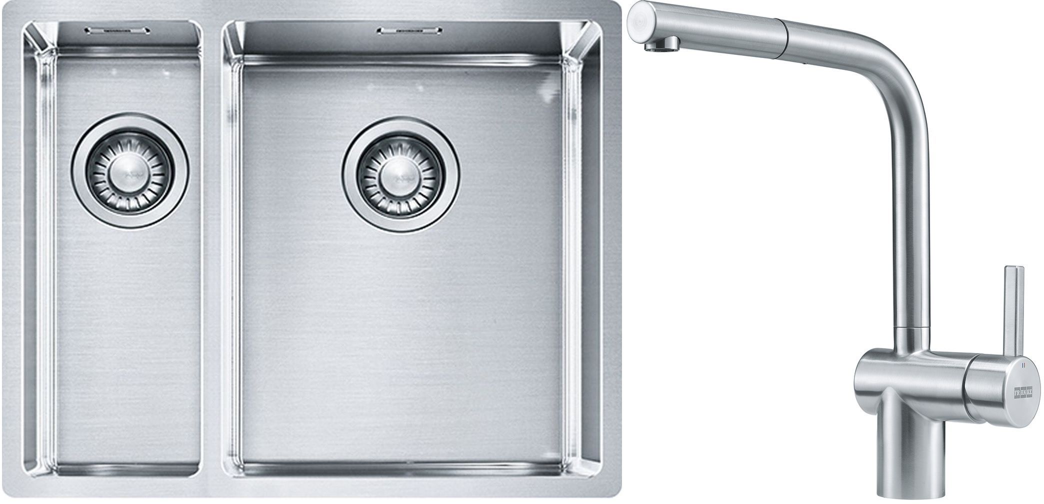 Franke Box BXX 260/160-34-16 zlewozmywak 56x45 cm stalowy z baterią kuchenną Atlas stal szlachetna (1270369916, 1150521439)