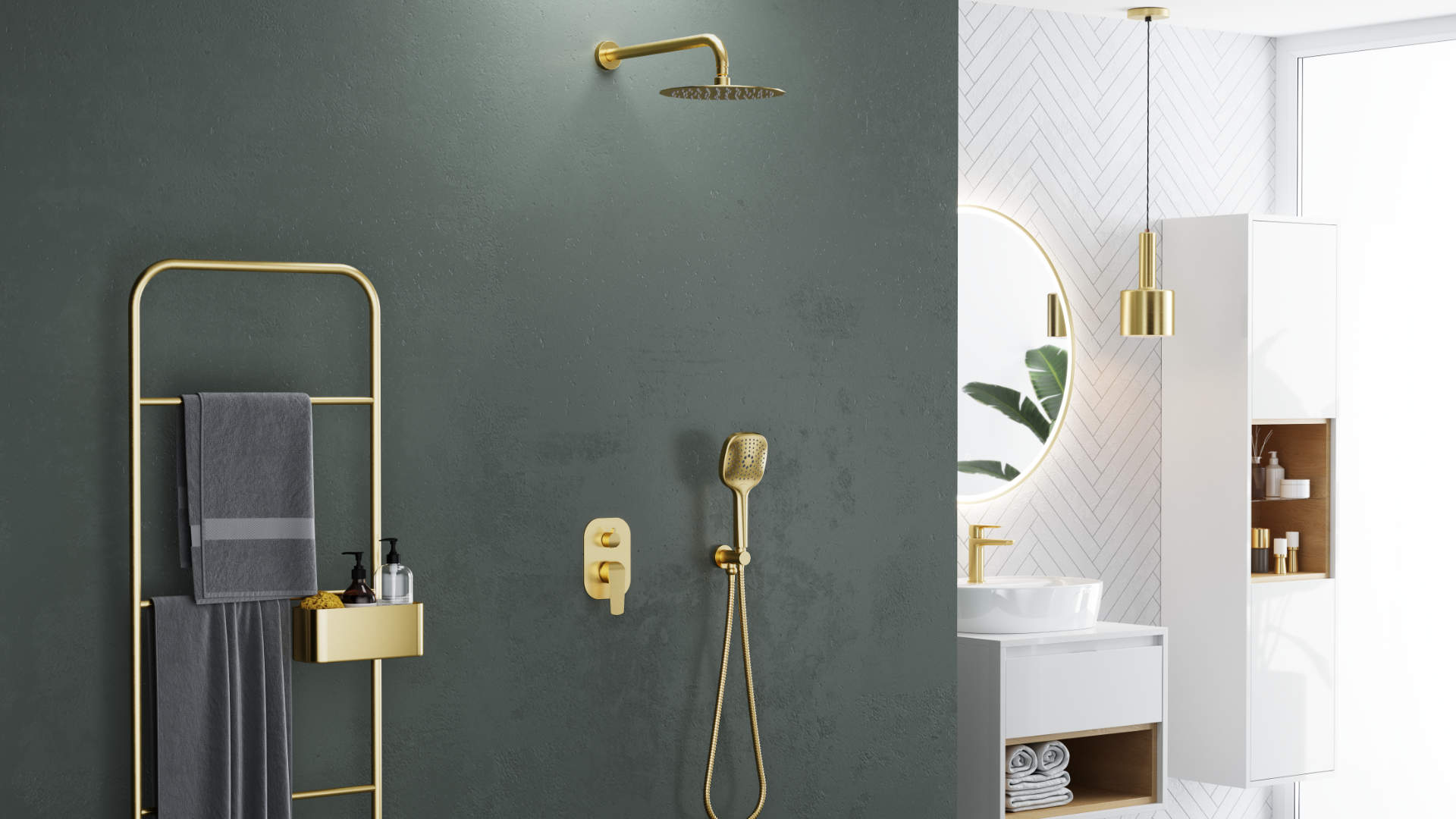 Excellent Clever 2.0 bateria prysznicowa podtynkowa złoty szczotkowany AREX.4145GB