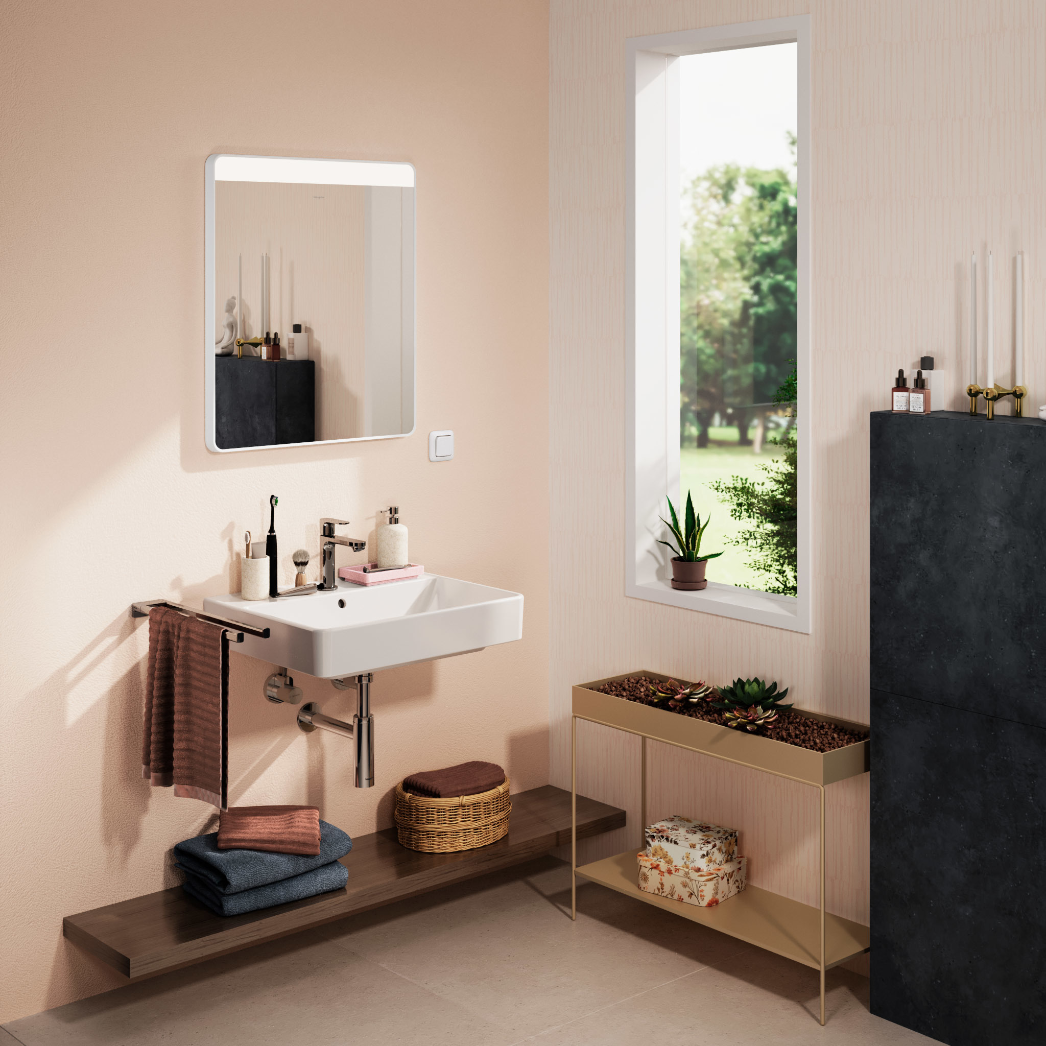 Hansgrohe Xarita Lite Q lustro 60x70 cm prostokątne z oświetleniem biały 54957700