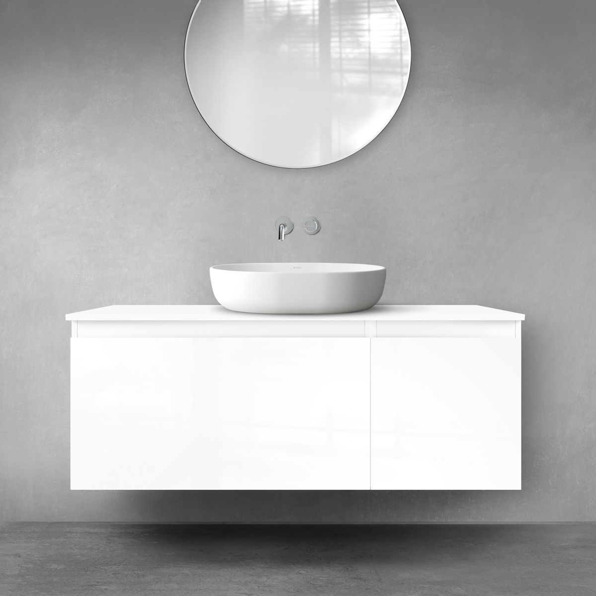 Oltens Vernal zestaw mebli łazienkowych 120 cm z blatem biały połysk 68248000 - Wysyłka w 24h