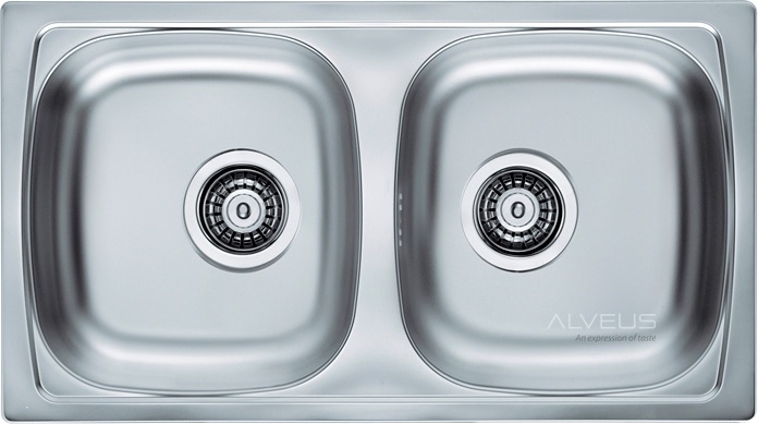 Alveus Basic 160 zlewozmywak stalowy 78x44 cm 2-komorowy satyna 1049232
