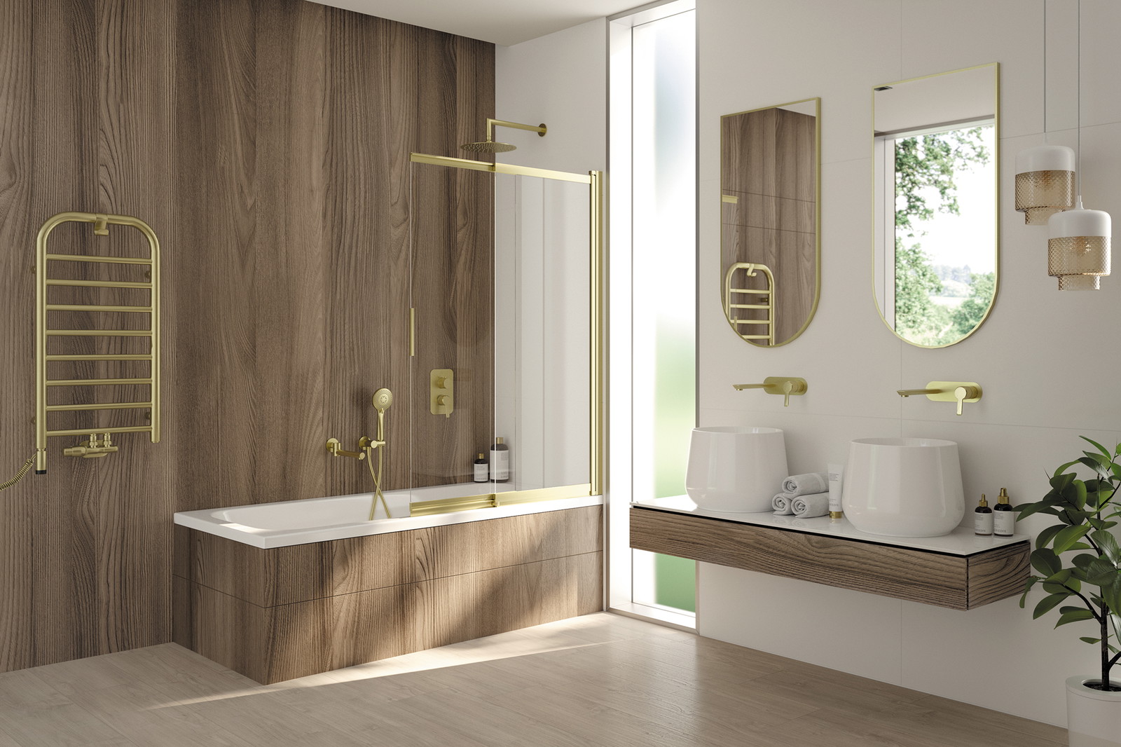 Deante Silia grzejnik łazienkowy drabinkowy 85x50 cm złoty mat AGI_RG31