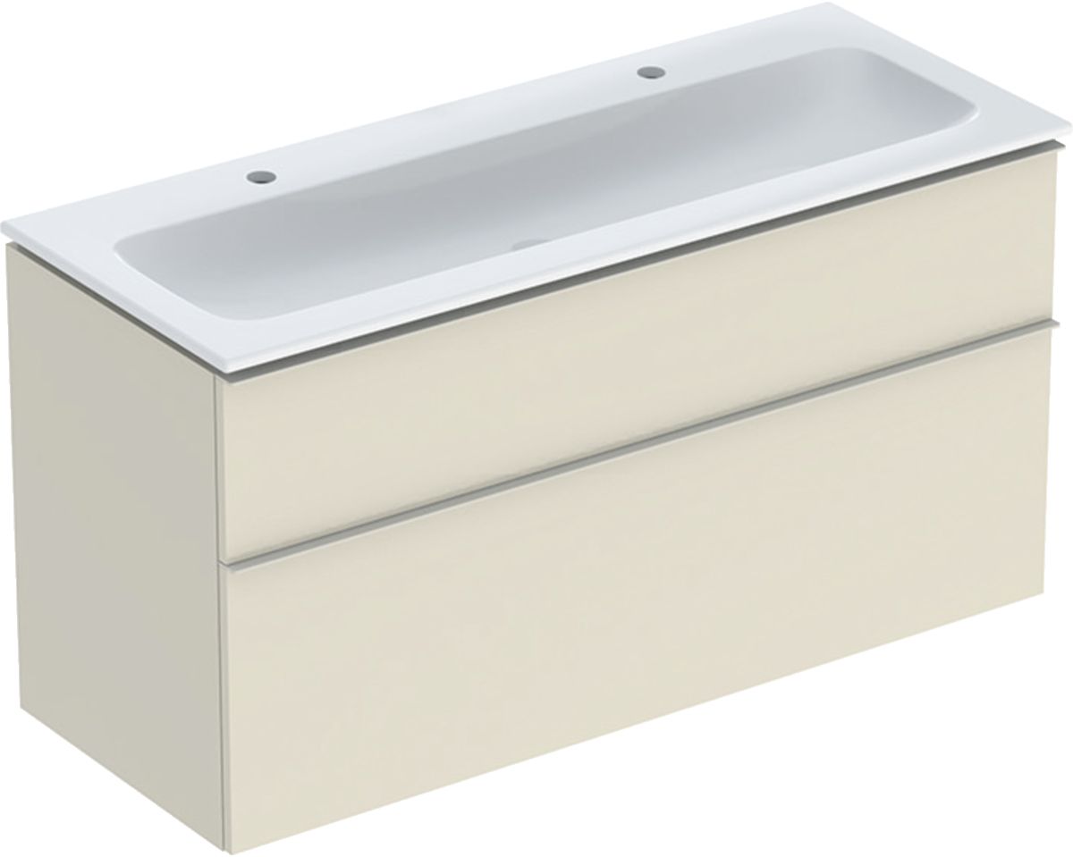 Geberit iCon Set Slim umywalka z szafką 120 cm zestaw meblowy KeraTect szary piaskowy połysk/szary piaskowy mat 502.334.JL.1