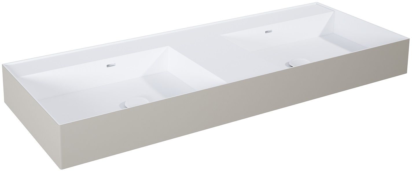 Elita Level umywalka 120,5x45,5 cm prostokątna ścienna-podwójna white/fume matt RE041461246190