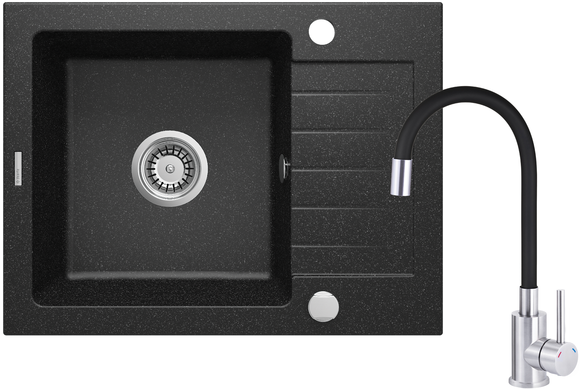 Deante Zorba zlewozmywak z baterią grafitowy/stal ZQZC211A - Wysyłka w 24h