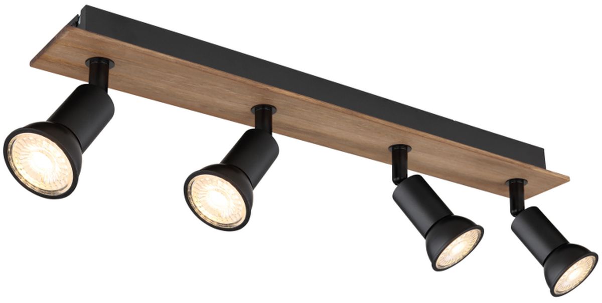 Globo Lighting Drew lampa podsufitowa 4x35W czarny mat/drewno 57998-4W