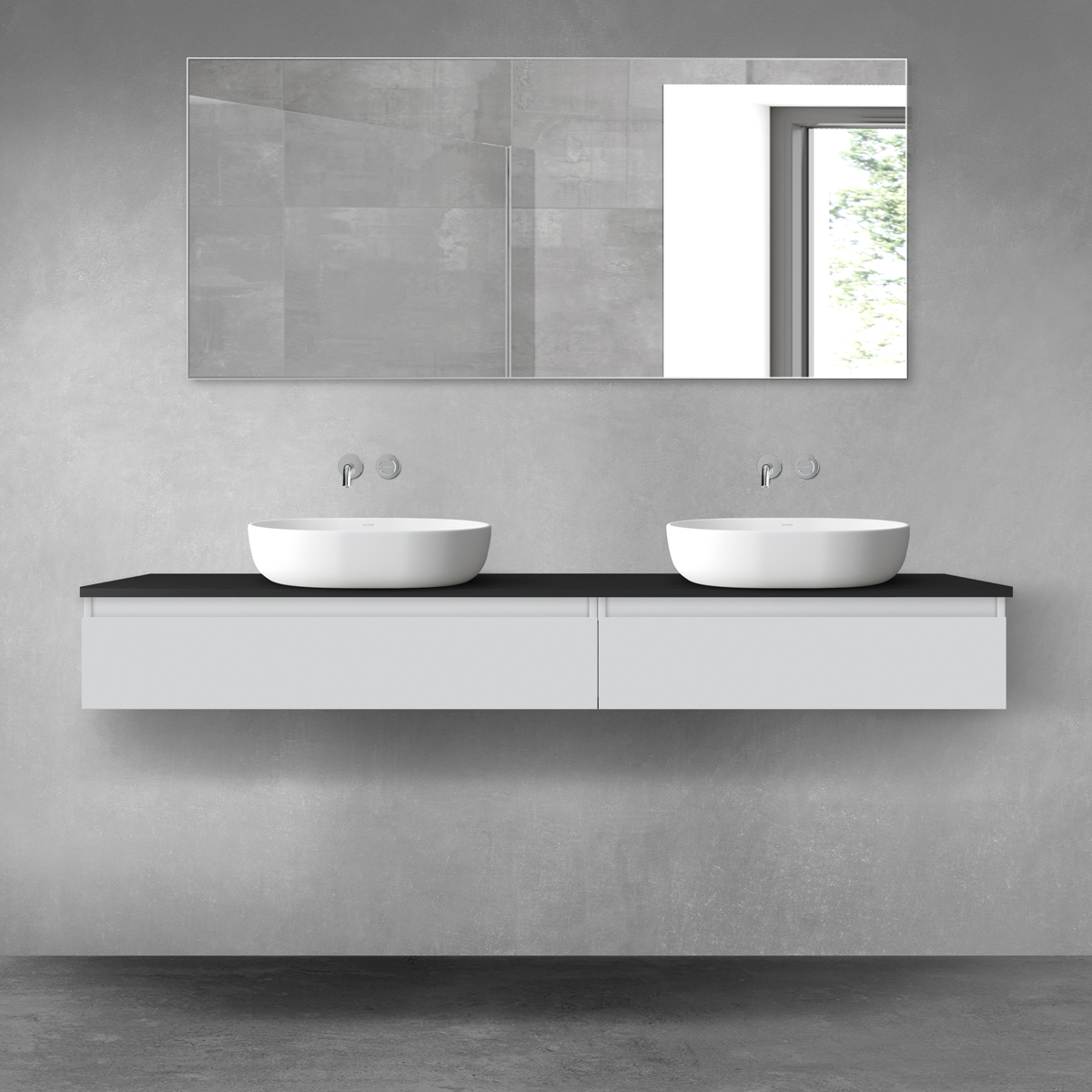 Oltens Vernal zestaw mebli łazienkowych 180 cm z blatem szary mat/czarny mat 68583700 - Wysyłka w 24h