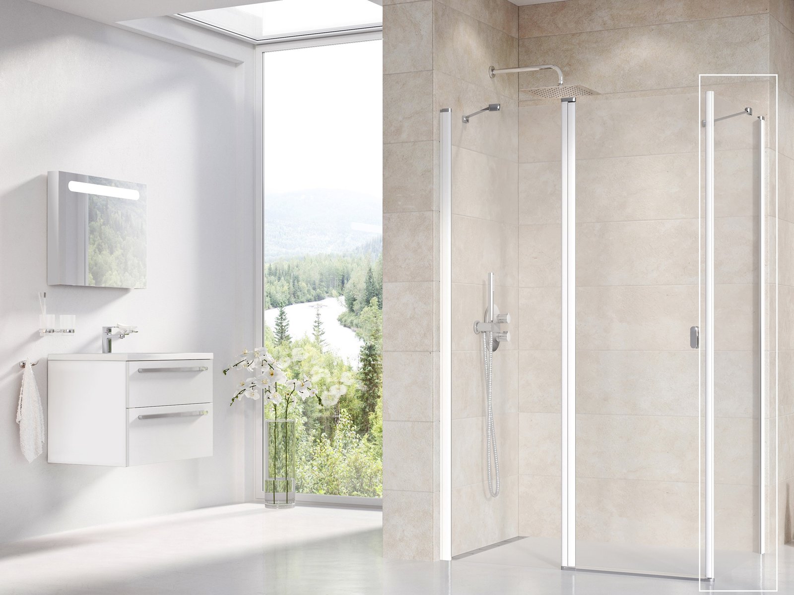 Ravak Chrome CPS-80 ścianka prysznicowa 80 cm stała biały/szkło przezroczyste 9QV40100Z1