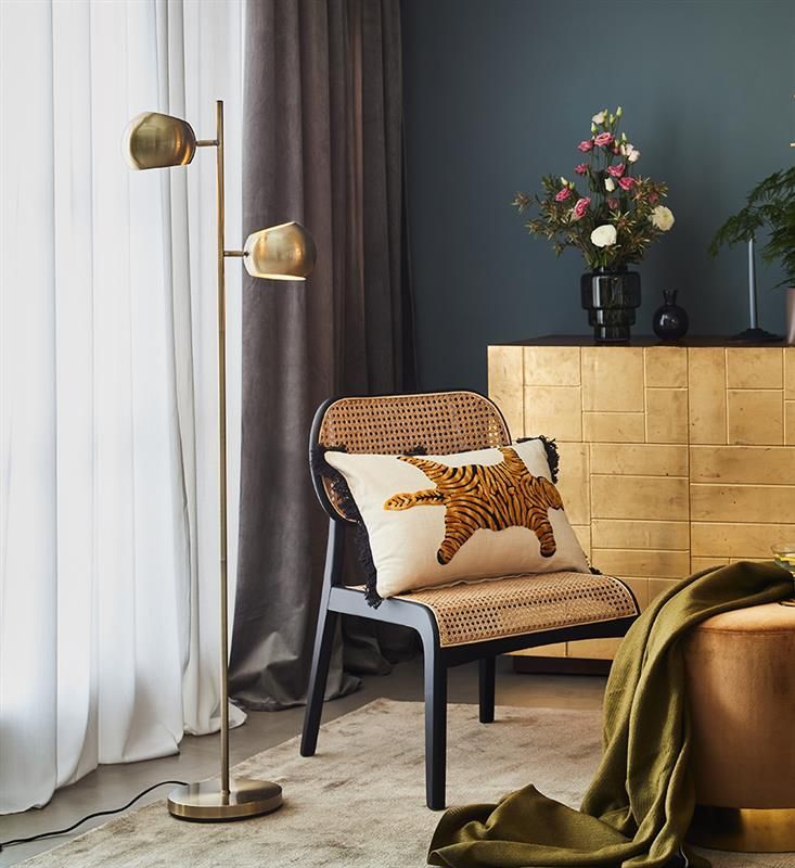 Markslöjd Edgar lampa stojąca 2x40 W mosiądz 107742