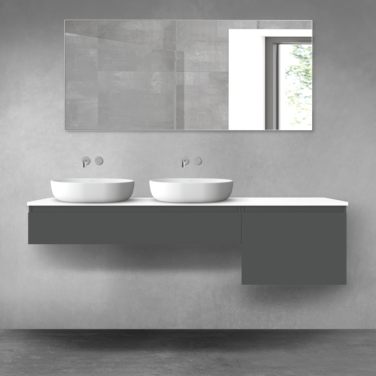 Oltens Vernal zestaw mebli łazienkowych 180 cm z blatem grafit mat/biały połysk 68613400 - Wysyłka w 24h