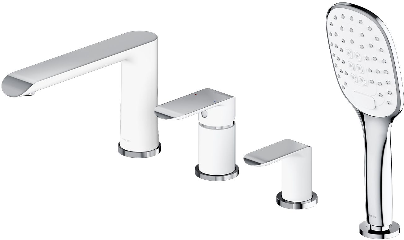 Omnires Sacramento bateria wannowo-prysznicowa 4-otworowa chrom/biały SC2332CRB