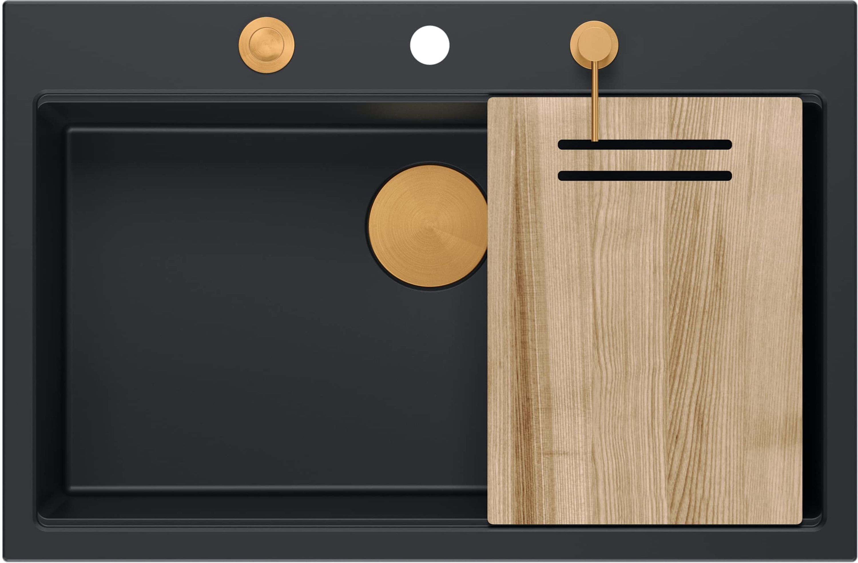 Quadron Marc 110 zlewozmywak 76x50 cm GraniteQ pure carbon/elementy miedziane HQM7650U7_PVDC1