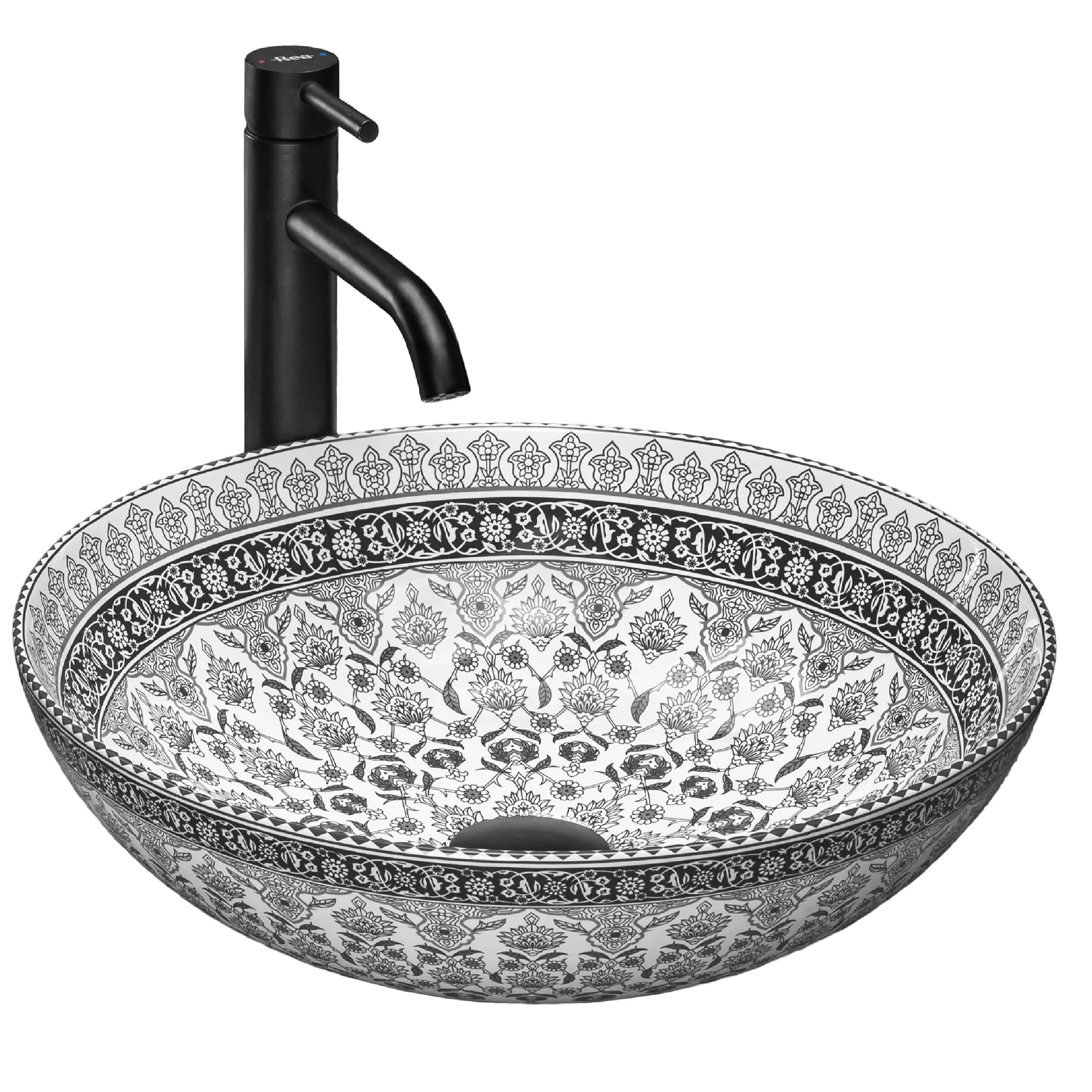 Rea Arte D.Grey umywalka 40 cm nablatowa okrągła biały/szary REA-U8002