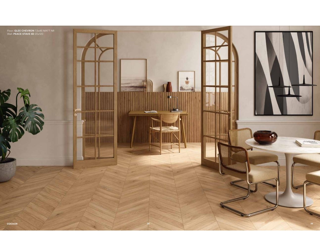 Caesar Cocoon Glee Chevron płytka klepka ścienno-podłogowa 7,5x45cm beżowy