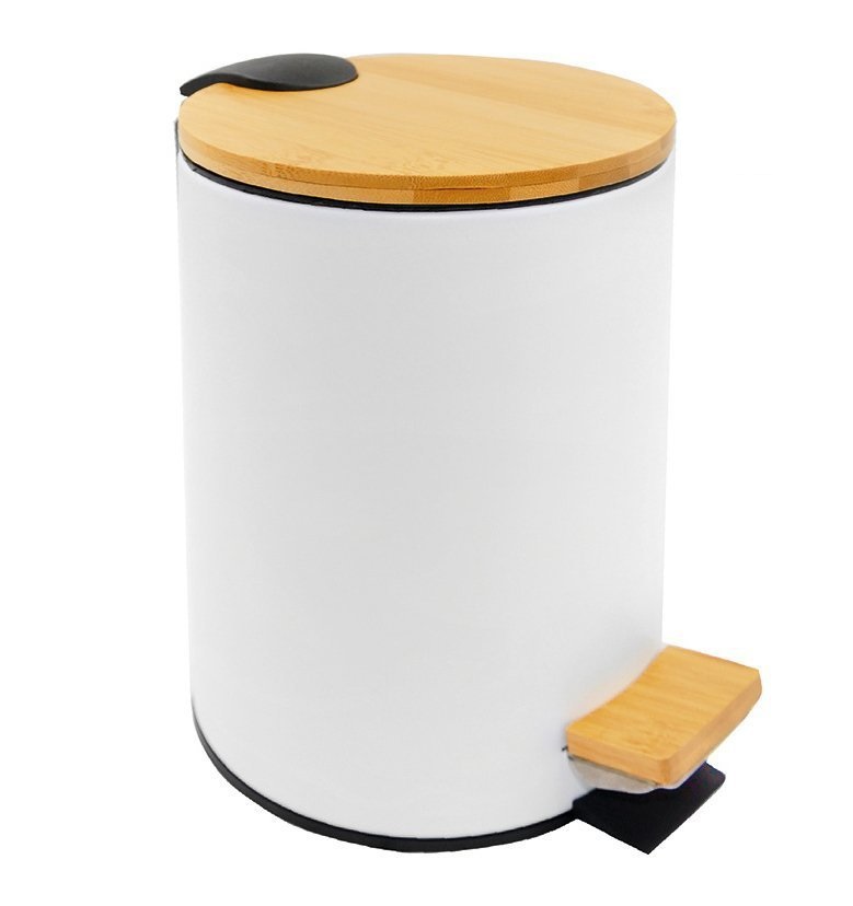 Aqualine Bambus kosz na śmieci 5 l biały BI007