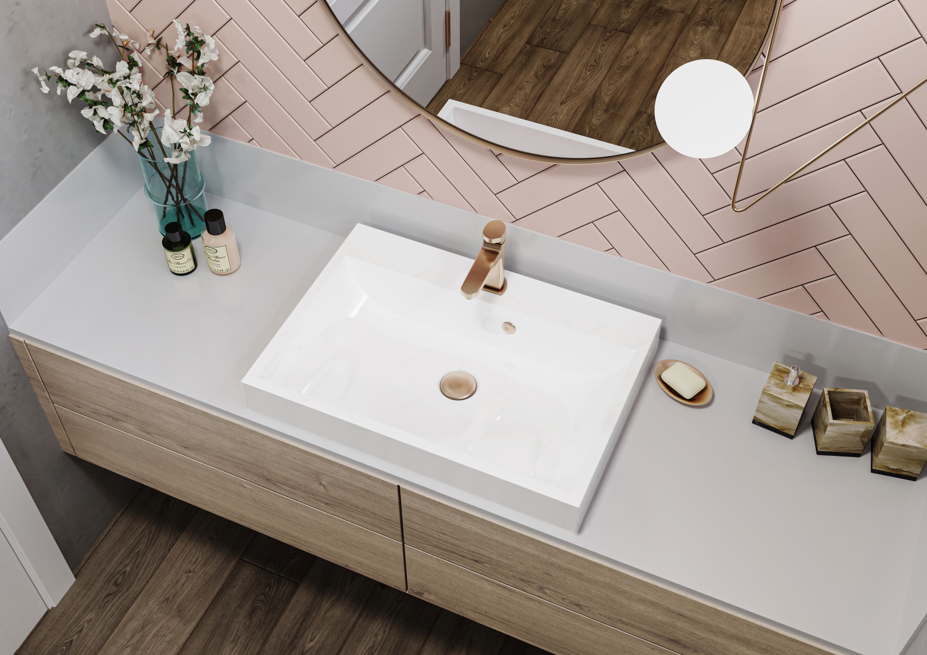 Miraggio Varna umywalka 59,7x41,8 cm nablatowa prostokątna biały połysk 0000254