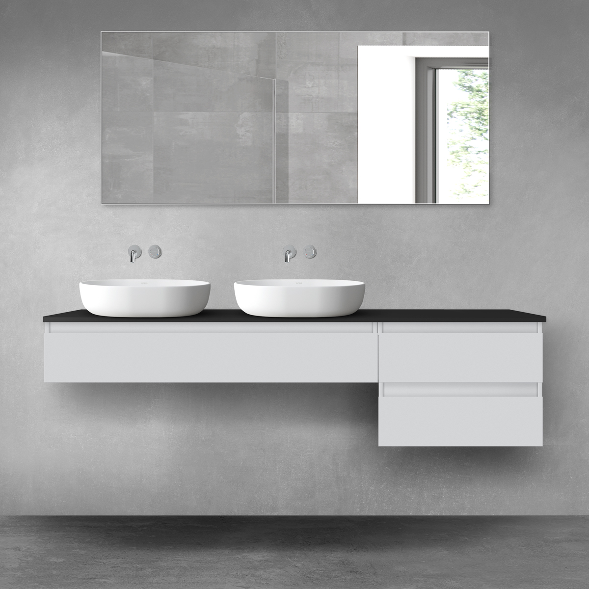 Oltens Vernal zestaw mebli łazienkowych 180 cm z blatem szary mat/czarny mat 68616700 - Wysyłka w 24h