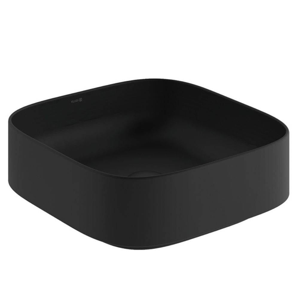 Kludi Resa C umywalka z korkiem 40x40 cm kwadratowa nablatowa czarny mat 58CW3039