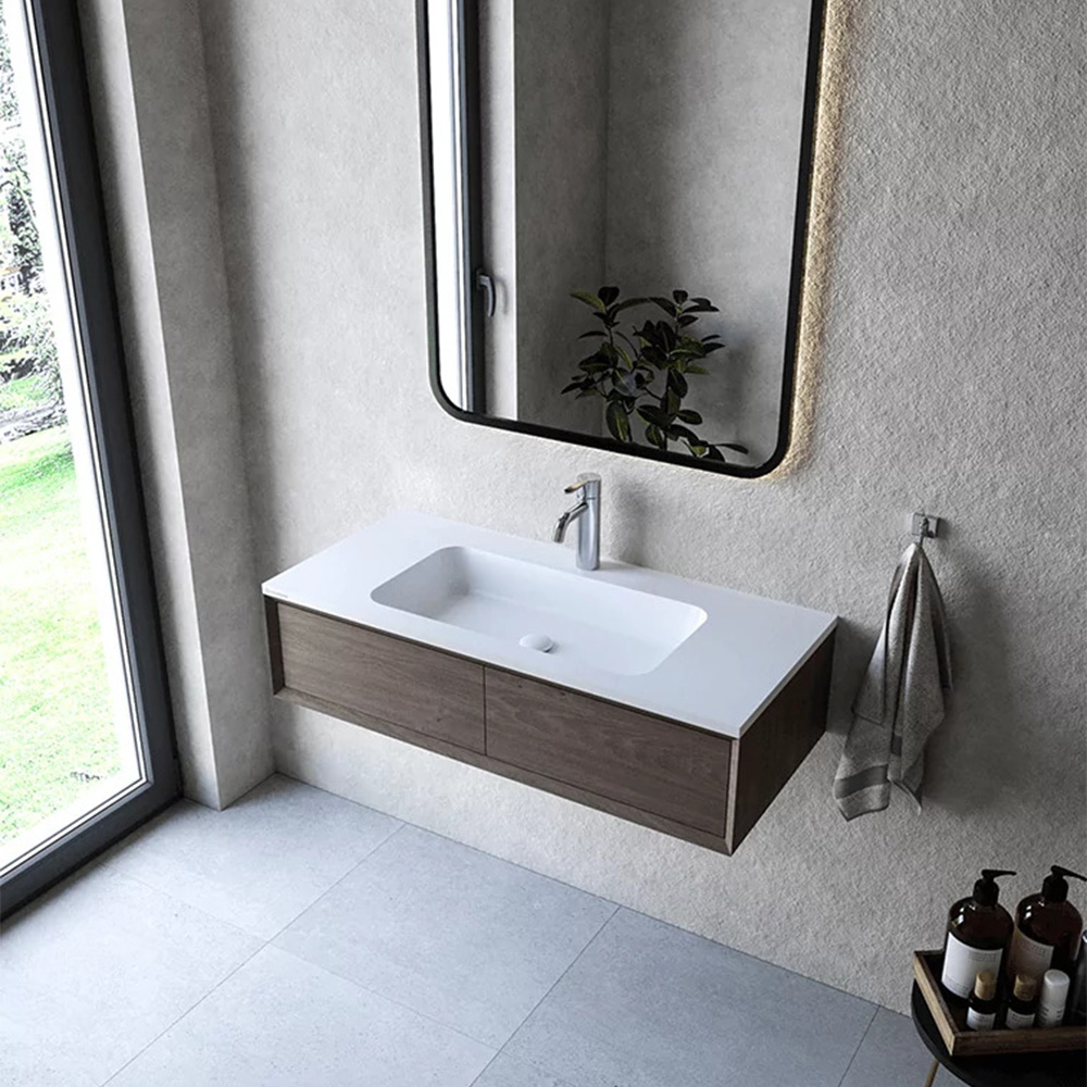 Cristalstone Linea Simpla umywalka 100x45 cm wpuszczana prostokątna biały U1000-MCOT/CR