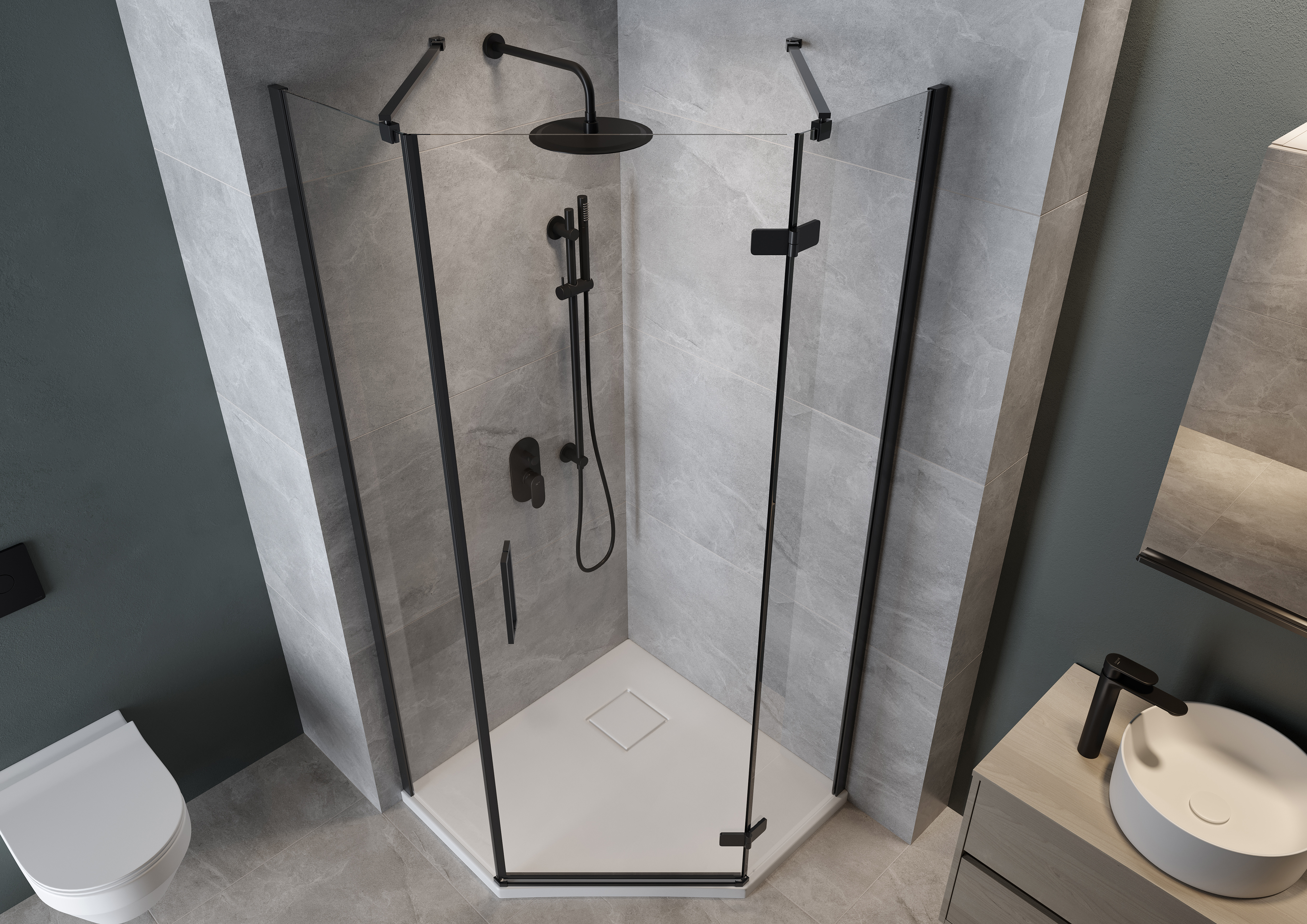 Cersanit Tako brodzik pięciokątny 90x90 cm biały S601-129 - Wysyłka w 24h