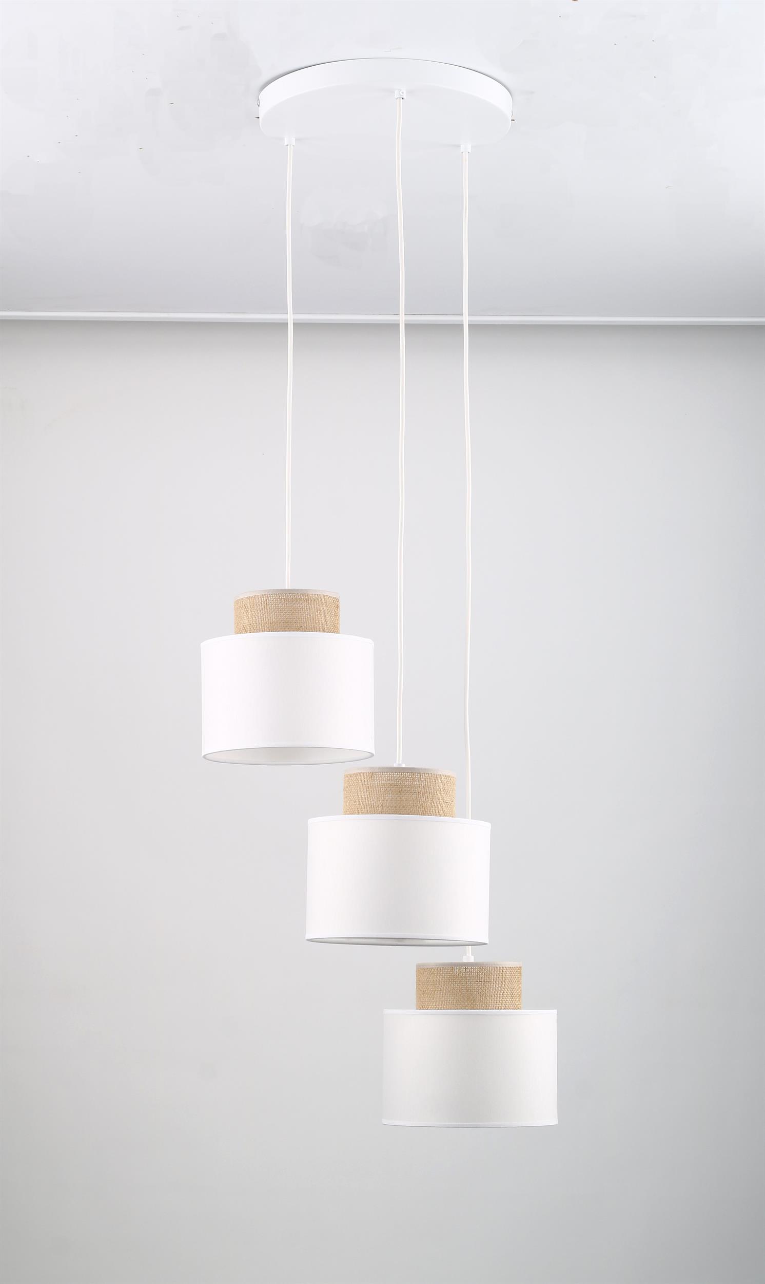 TK Lighting Duo Juta lampa wisząca 3x15W biały 2594