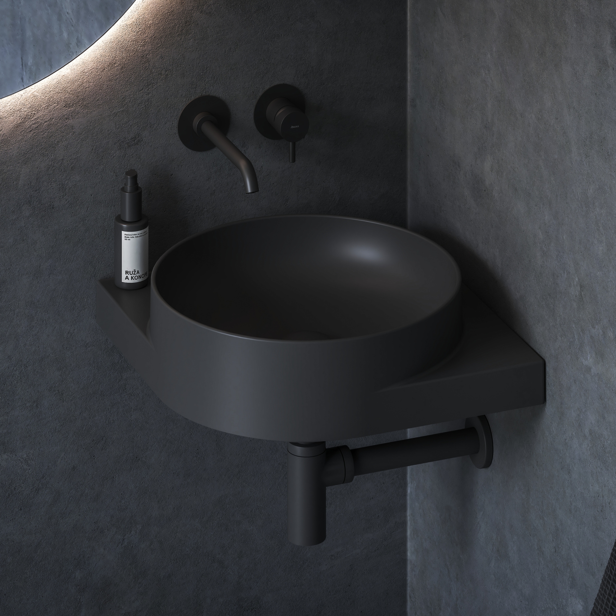 Ravak Yard umywalka 45x45 cm narożna czarna XJX0D045000