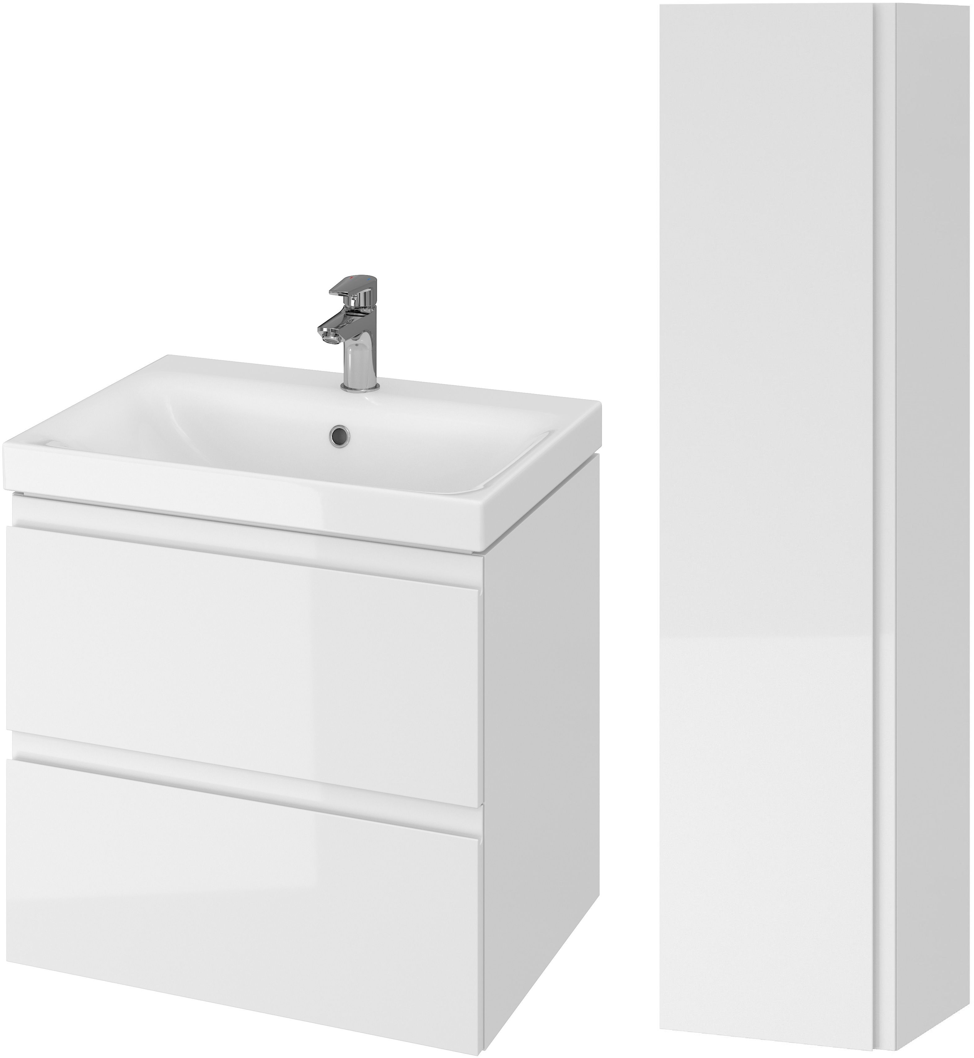 Zestaw Cersanit Moduo umywalka z szafką 60 cm i szafka boczna wisząca 160 cm biały (S801223DSM, S590020DSM) - Wysyłka w 24h