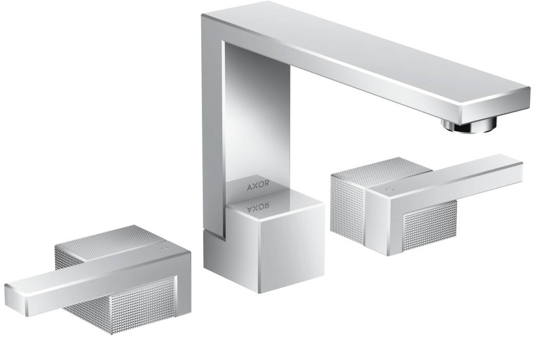 Axor Edge bateria umywalkowa 3-otworowa EcoSmart szlif diamentowy chrom 46051000