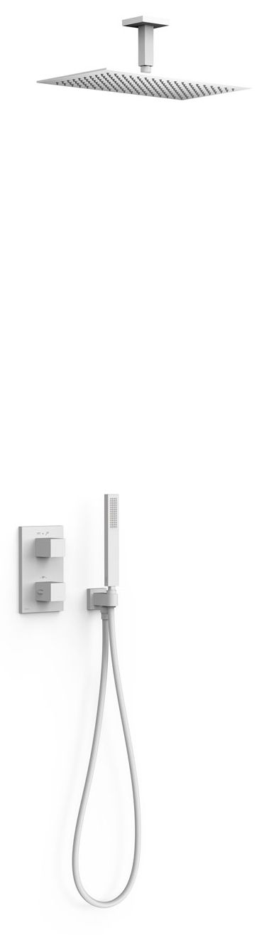 Tres Therm-Box zestaw prysznicowy podtynkowy termostatyczny z deszczownicą biały mat 20225053BM