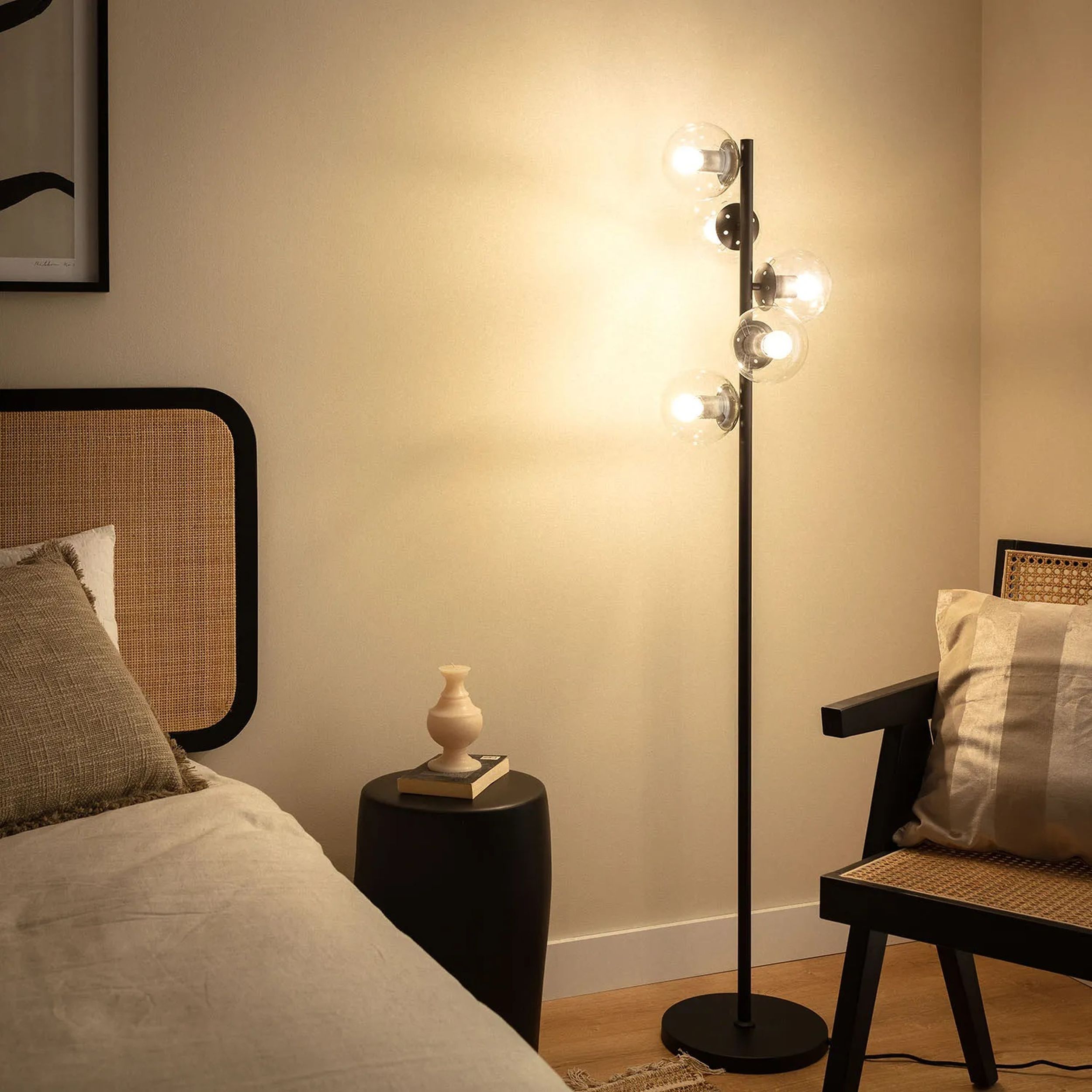 Abruzzo Milano Valle lampa stojąca 5x20W czarny ABR-LPV-5XE27