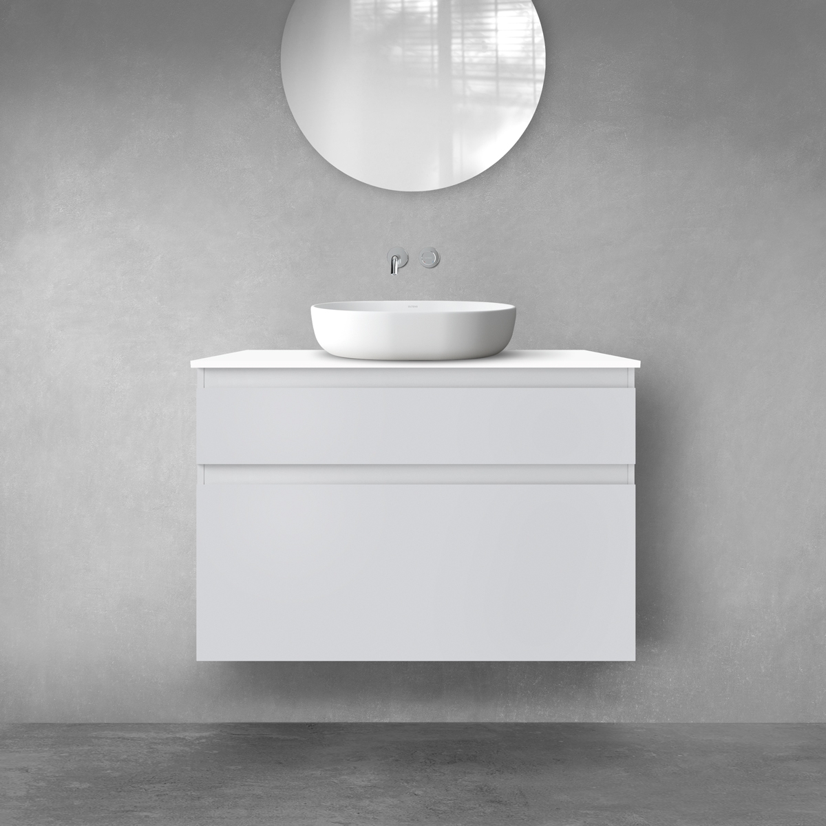 Oltens Vernal zestaw mebli łazienkowych 100 cm z blatem szary mat/biały połysk 68228700 - Wysyłka w 24h