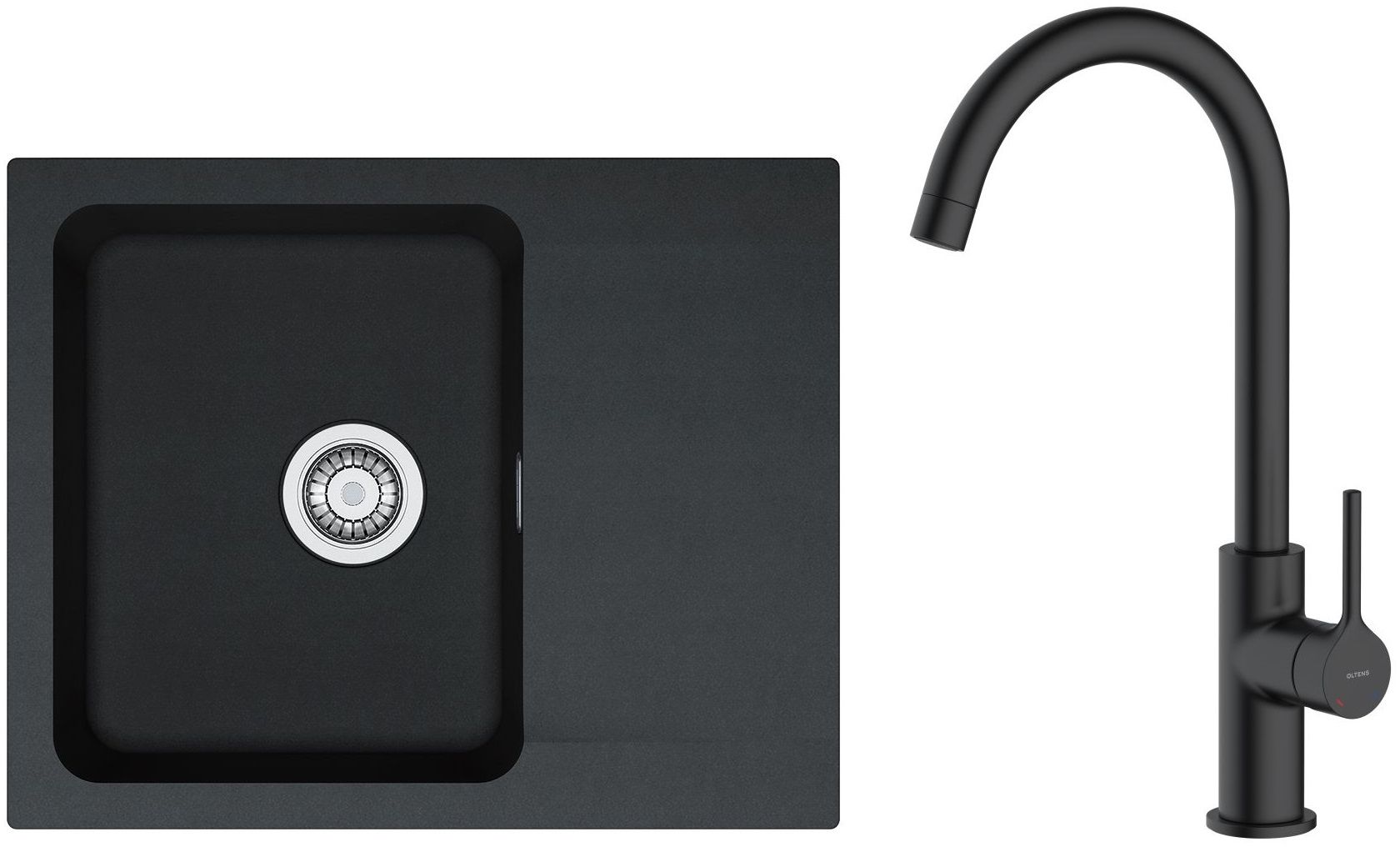 Zestaw Franke Orion OID 611-62 zlewozmywak 62x50 cm z baterią kuchenną Oltens Skafta onyx/czarny mat (1140286441, 35206300) - Wysyłka w 24h