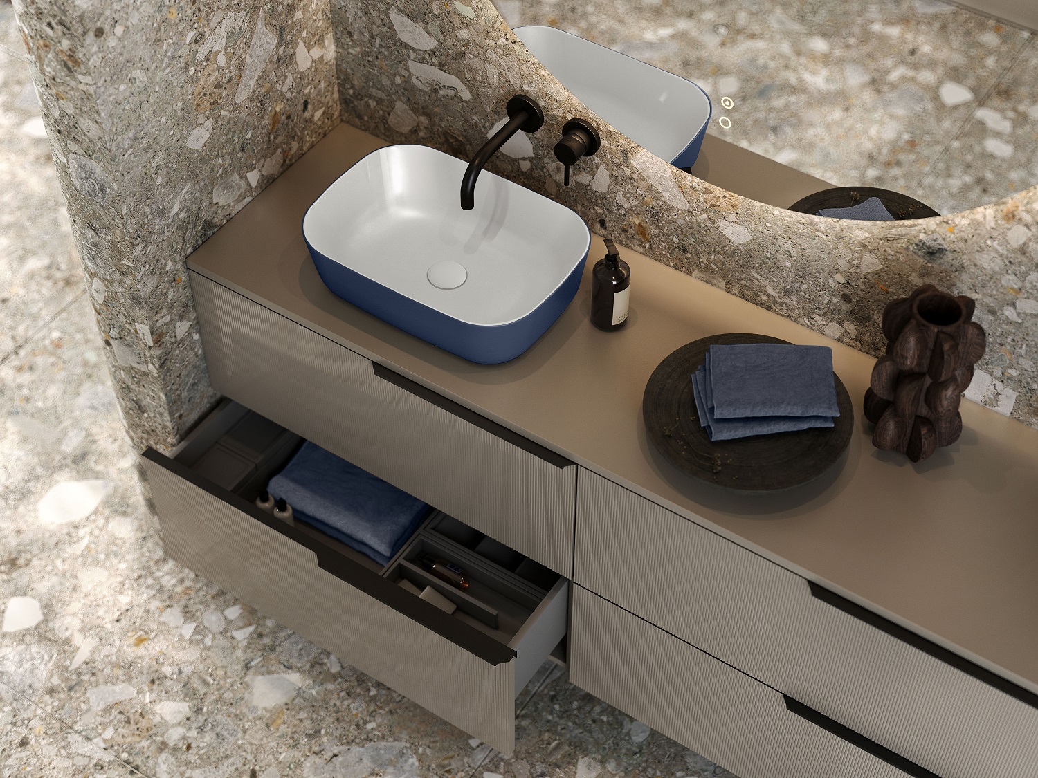 Elita Reni umywalka 45,5x32,5 cm prostokątna nablatowa navy blue mat RE040460896170